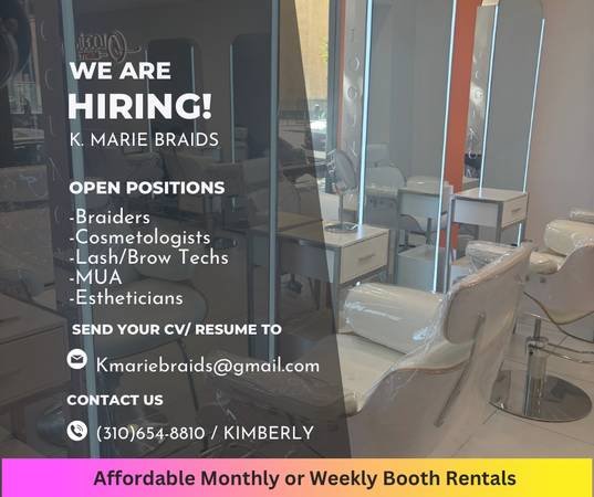 Seeking Braiders for Monthly, Weekly, or Daily Rates (Hawthorne)