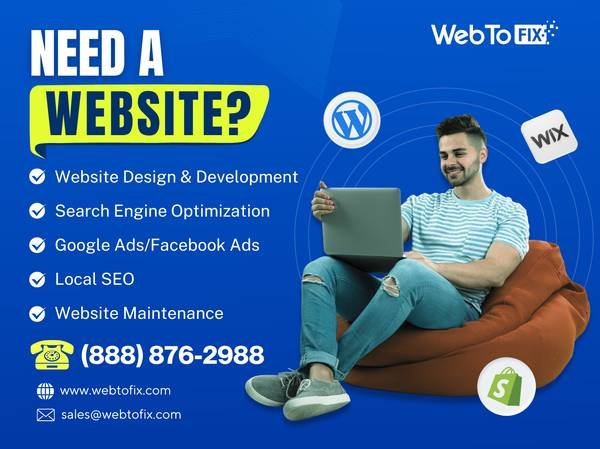 Web Developer and Website Designer for Facebook Ads, Websites, and SEO on Wordpress and Shopify with Maintenance, Call (888) 876-2988