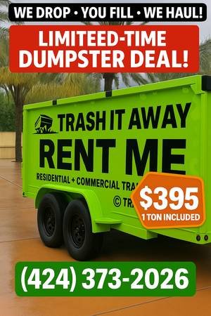 Demo Dumpster Trailer Rental – Same Day (Bellflower)