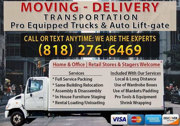 Reliable Expert Movers for West L.A., 818 Valley, Marina, and Long Beach Areas (Small or Large Jobs &amp; Delivery, Local &amp; Long Distance - Insured)