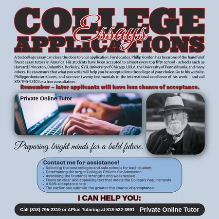 College Application Essays - Finest Certified Tutor in Los Angeles